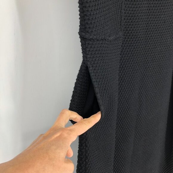 St John Black Textured Jewel Neck Pleated A-Line Short Sleeve Dress size ~S - Picture 12 of 16